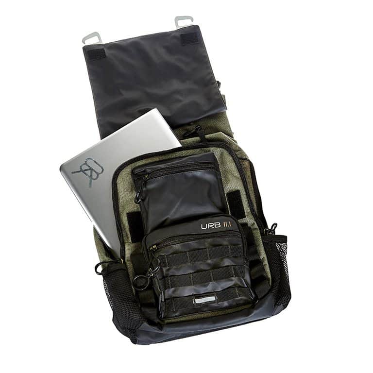 Sac à dos urbain imperméable - URB 11.1 kaki ouvert